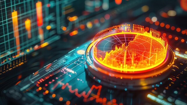 Energy stocks rise with solar electricity. Data visualization with vibrant graphics
