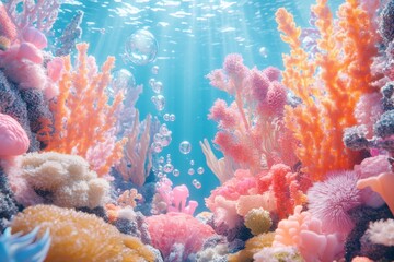 Naklejka premium Vibrant coral reef exploration underwater paradise nature photography tropical environment marine life colorful ecosystem