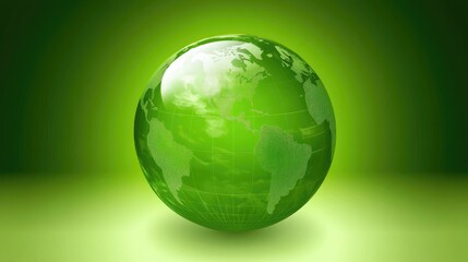 Green Earth Globe with Digital Texture on a Grassy Green Background