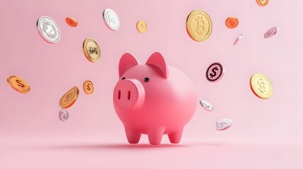 Cute Piggy Bank Savings. Playful and colorful piggy bank toy concept