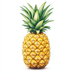 Detailed Botanical Sketch of a Tropical Pineapple Element