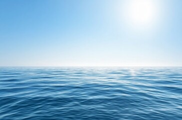 Obraz premium A vast and tranquil ocean stretching to the horizon, capturing the endless beauty of the Pacific or Atlantic, creating a perfect wallpaper with negative space for travel and commercial backgrounds.