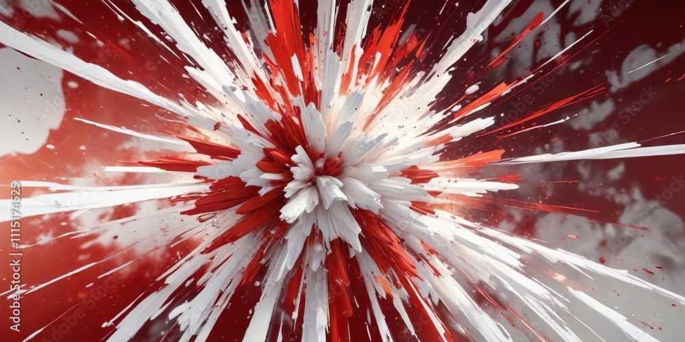 Wall mural Colorful abstract red white explosion in background, red, white