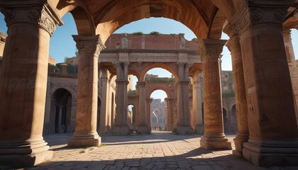 Fototapeta premium Archway entrance to the Colosseum with Doric columns, doric, archway
