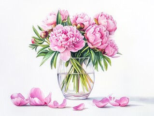 Obraz premium Pink flowers in glass vase