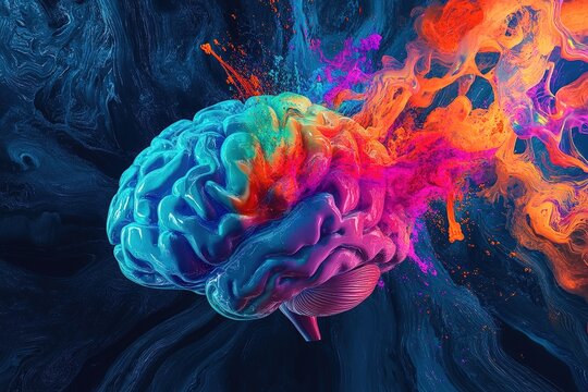 Colorful Paint Exploding From a Human Brain