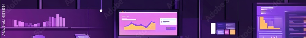 Poster data analysis in a modern workspace with vibrant visuals and dynamic graphs