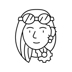 steampunk female vintage avatar line icon vector. steampunk female vintage avatar sign. isolated contour symbol black illustration