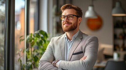 Businessman innovating processes to ensure competitive growth in modern markets.
