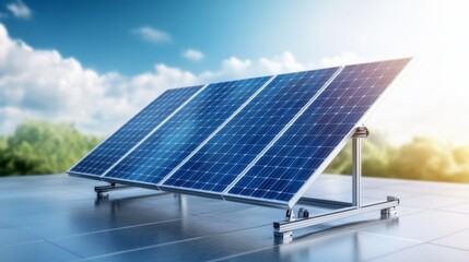 Single 3D Solar Panel Model on Color Background with Empty Space