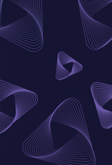 Abstract dark background featuring gradient wavy lines forming triangular patterns 
