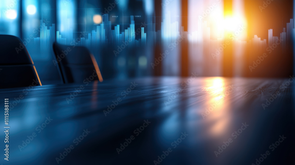 Poster modern office setting with graphs and charts reflecting performance metrics
