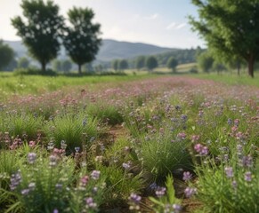 Obraz premium Un ave estrecho observando las flores silvestres en un campo de alfalfa , alfalfa, wildlife