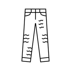 distressed jeans streetwear cloth fashion line icon vector. distressed jeans streetwear cloth fashion sign. isolated contour symbol black illustration