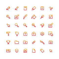 36 Small Collection Of Web User Interface Line Icons Gradient