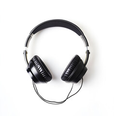Fototapeta premium Stylish Black Over-Ear Headphones on White Background for Music Enthusiasts and Audiophiles Seeking High-Quality Sound Experiences