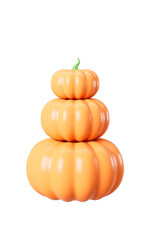 Cartoon pumpkins on the orange background, 3d rendering.