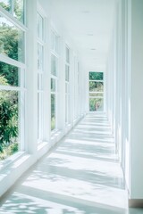Fototapeta premium Serene Hallway with Abundant Natural Light