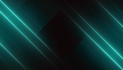 Abstract Teal Neon Lines Dark Background Geometric Design Modern Technology