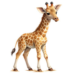Obraz premium 3D rendering of baby giraffe, full body, isolated on transparent background