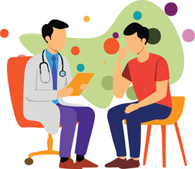 Obraz premium vector illustration of patient interacting with doctor in the hospital
