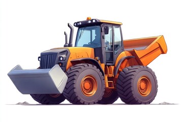 Fototapeta premium Powerful Orange Wheel Loader Digs Earth Efficiently and Safely in Construction