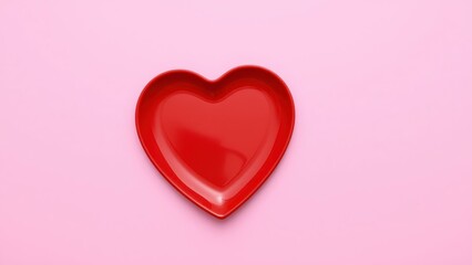 Fototapeta premium Brighten Up Your Space with a Stylish Red Heart-Shaped Decorative Plate Perfect for Home Decor or Gifting