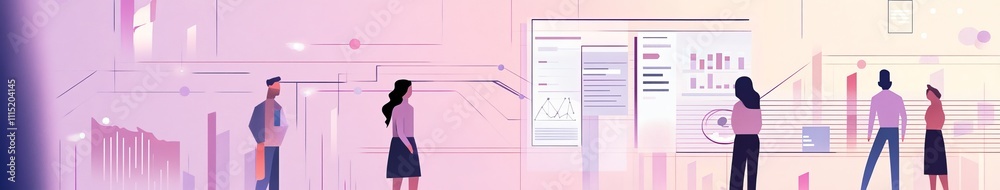 Poster Exploring Technological Innovations and Data Analytics in a Modern Workspace During a Collaborative Brainstorming Session at a Creative Hub