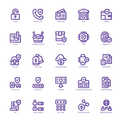 Payment Security icon pack for your website, mobile, presentation, and logo design. Payment Security icon basic line gradient design. Vector graphics illustration and editable stroke.