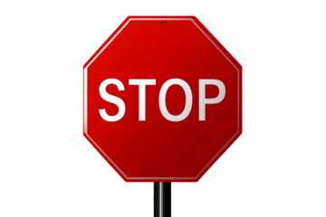Isolated red Not Allowed stop sign, Prohibition sign or stop sign illustration in PNG isolated on transparent background