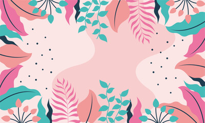 Flat abstract floral leaves background