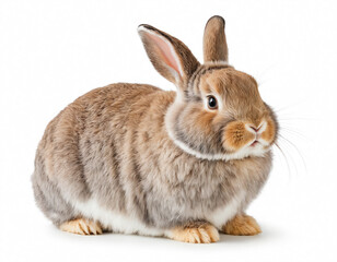 Obraz premium Cute chubby rabbit isolated on white background.