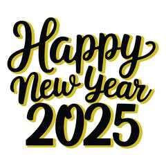 Happy New Year 2025 – Elegant Handwritten Typography Design.