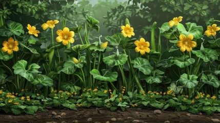 Obraz premium Vibrant Wildflowers in a Lush Garden. Botanical Beauty