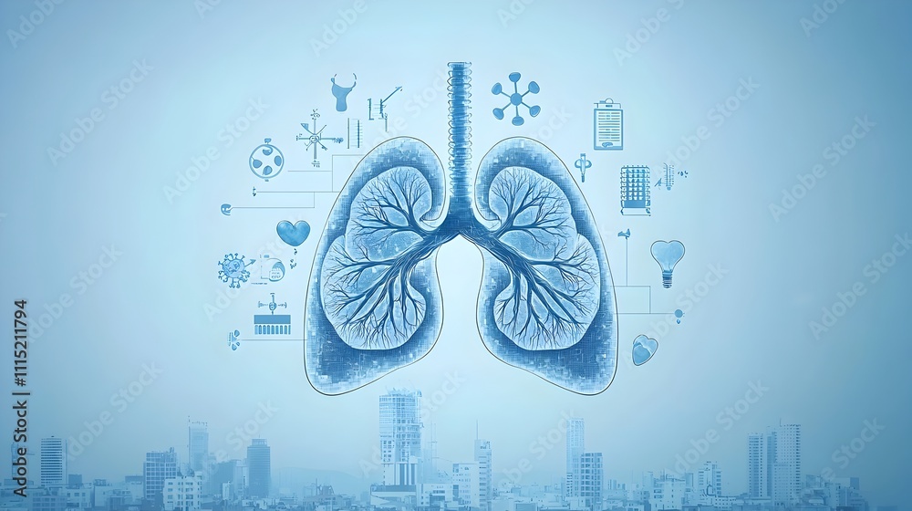 Poster visually appealing and informative minimalistic infographic showcasing pm 2 5 particle symbols lungs
