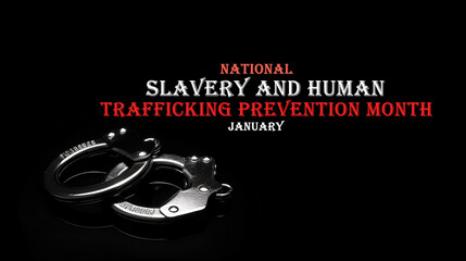 National Slavery and human trafficking prevention month, handcuff photo.