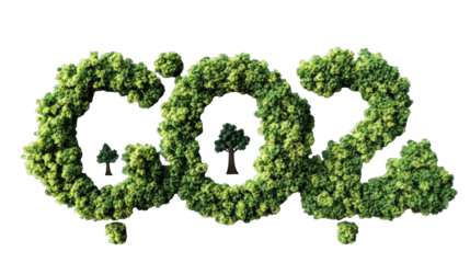 Lush green grass forming text CO2 in a fresh ecological design