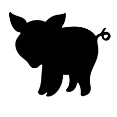piglet black silhouette isolated on white background