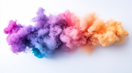Fototapeta premium Abstract multicolored smoke clouds on white background.