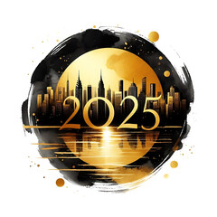 New Year 2025 luxury design with tall building. 2025 New Year design.