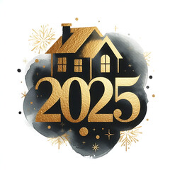 2025 New Year design luxury golden color design for real estate business.