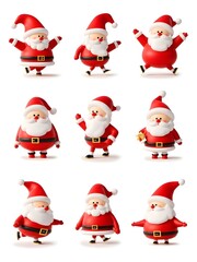 Fototapeta premium Cute Santa Claus Characters in Various Poses 