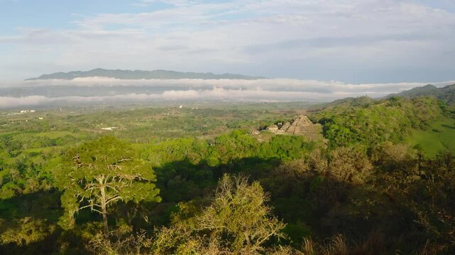 Aerial shot of Tonina archeological site in Chiapas, Mexico