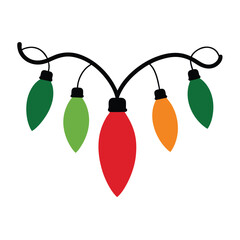 Christmas light silhouette vector style white background.