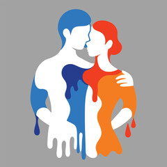 two figures seemingly of a man and a woman em bra.