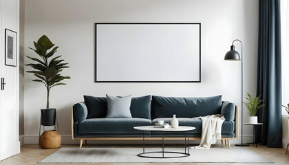 Fototapeta premium Another blank frame mockup in a modern living room