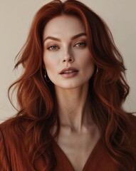 Naklejka premium Beautiful woman with beautiful wavy hair- half body shot- model photography