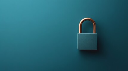Fototapeta premium Minimalistic teal lock symbolizing security on a blue background, emphasizing safety.