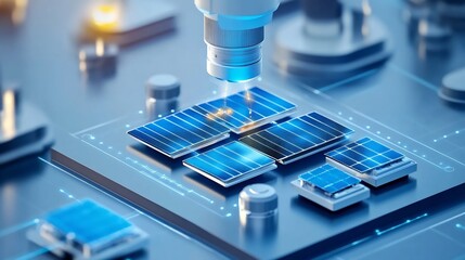 Closeup View of Solar Panels on Laboratory Workbench Showcasing Renewable Energy Technology