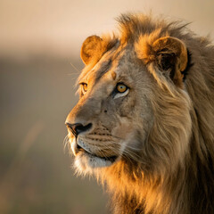 Obraz premium africian lion portrait in the warm light